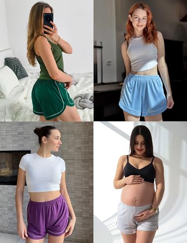 Image of Ekouaer Pajama Shorts Women Soft Sleep Shorts Casual Lounge Shorts Cute High Waist Pajama Bottom Comfy Split Side Pj Bottom