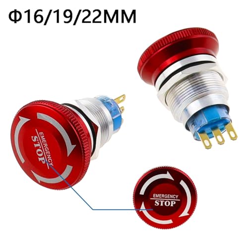 Arrêt d'urgence métallique 16mm étanche bouton champignon poussoir anti-poussière - 4