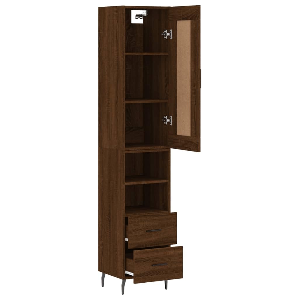 Möbel Wohnaccessoire Highboard Braun Eiche 34,5 x 34 x 180 cm Bauholz