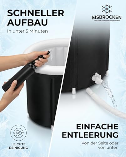 EISBROCKEN Eisbaden Tonne,Faltbare Eistonne 80 cm Ø mit 7 Schicht Isolierung, Indoor & Outdoor Kältebad für Sport & Entspannung, Regeneration & Erholung