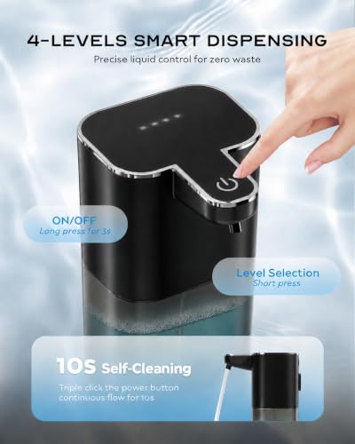 Image of Aluan Automatic Soap Dispenser for Bathroom, 400ml Touchless Automatic Hand Wash Dispensers with 4-Level Adjustable Foam Modes, IPX5 Waterproof Type-C Rechargeable Sensor Handwash Dispenser