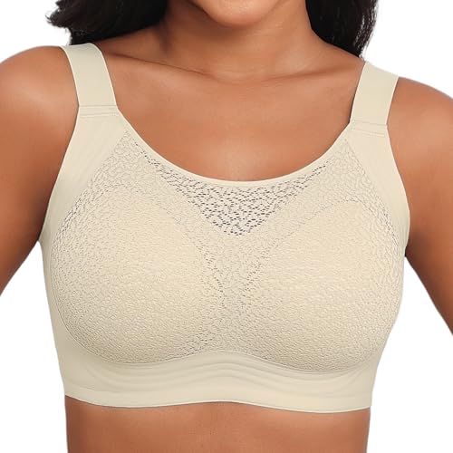 Image of Xcutting Lace Women's Seamless No Underwire Bra Soft Wireless Comfort Bralettes Full Coverage Bralette Everyday T-Shirt Bra