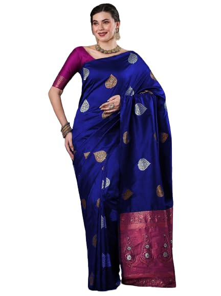 Image of Flosive Women's Mix Color Kanjivaram Silk Saree With Blouse