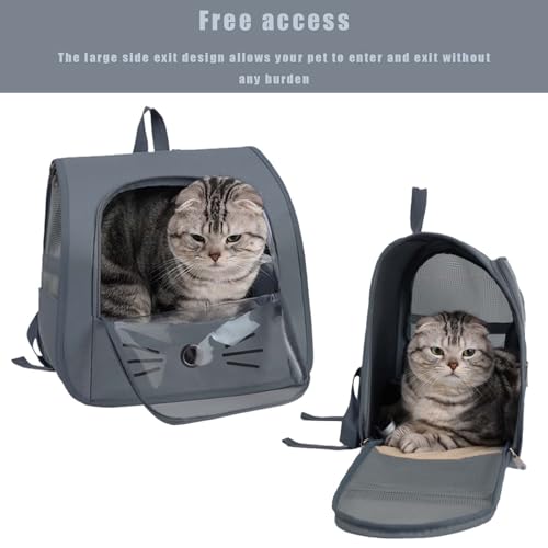 tintoke Tragbare und Faltbare Katzentasche,Atmungsaktive und Faltbare Haustier Rucksack,Katzenrucksack mit Netzfenster,Tragbare und Faltbare Katzenrucksack,Für Kleintiere wie Katzen,Hunde (Grau)