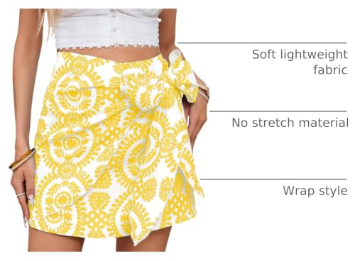 Image of Milumia Women's Summer Boho Wrap Skirt Floral Print High Waisted Knot Side Short Vacation Beach Mini Skirt