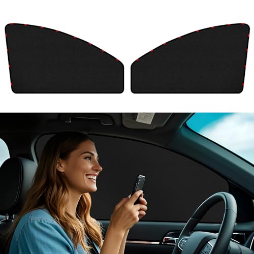 Image of ZATOOTO Car Window Shades for Front Side Window Suede Sun Shade for Privacy, 2PCS Side Window Curtains UV Protection, Car Window Cover for Block Out Light for Camping, Sleeping, Cloth Changing