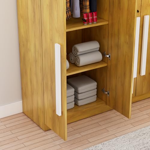 Image of Bniture 5 Door Wardrobe for Bedroom with Lockable Door & Hanging Space | Almirah for Clothes with Elevated Bottom Base | Wardrobe for Storage Cupboard | 3 Years Warranty (Giant Wood, 5 Door)