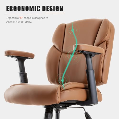 Image of Okeysen Drafting Chair Standing Desk Chair, 500 LBS Leather Big and Tall Office Chair with Adjustable Armrests & Foot Ring, Modern Tall Desk Chair with Mid Back, Swivel Rolling Drafting Stool.