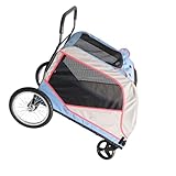 Fabater Großer Hundebuggy, Atmungsaktiv, mit Ledergriffen und Sicherheitsverschluss, Tragkraft 80 Kg für Angenehme Spaziergänge mit Haustieren (GREY)