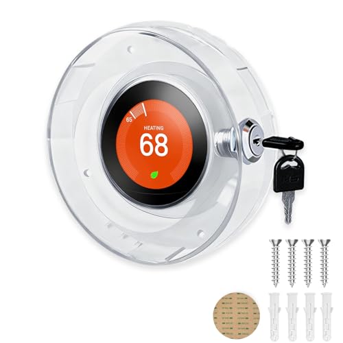 Round Thermostat Lock Case with Key, Upgraded,Thermostat Cover Universal, Thermostat