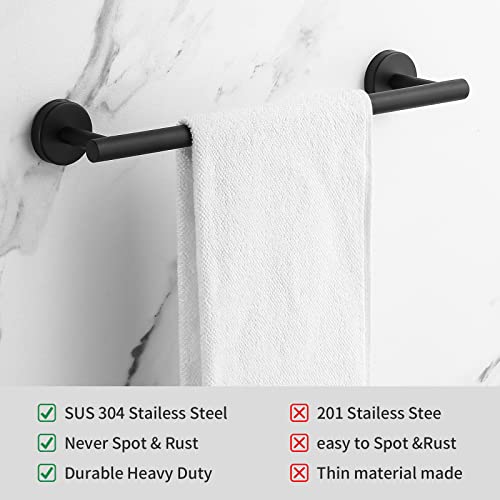 Hinmood Bathroom Hardware Set Matte Black, 10 Pieces Bathroom Accessories Set Includes Includes 2 Packs 24 Inch Towel Bar, Towel Ring, Toilet Holder And 4 Packs Towel Hooks #TOP5
