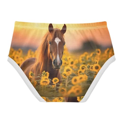 Dusk Horse Sunflowers Panties for Girls, Toddler Girl Briefs, Girls Cotton Underwear, 2–8 Years2