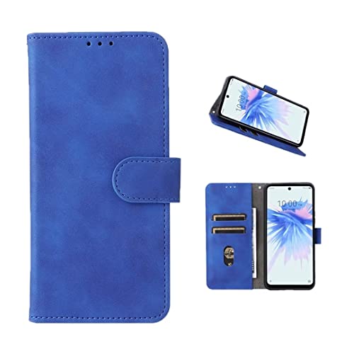 Étui Tecno Camon 30S en cuir souple bleu housse à rabat haut de gamme