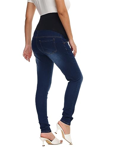 Hofish Women'S Support Skinny Jeans Over The Belly Utimate Comfort Stretchy Pregnancy Denim Pants Deepblue M thumb #3