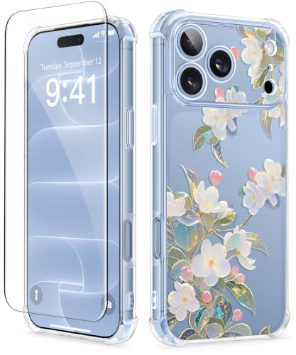 GVIEWIN for iPhone 18 Pro Max Case/17 Pro Max Case Floral Clear Slim Women