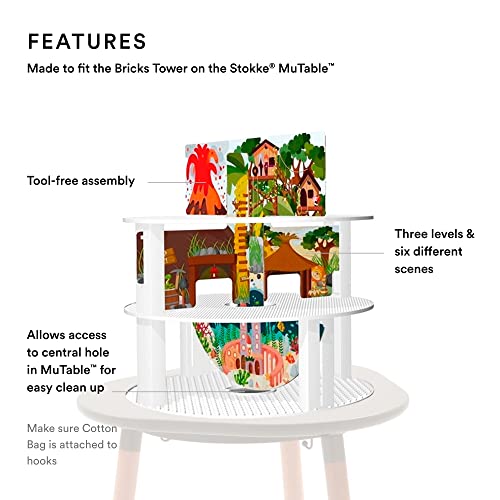 Stokke MuTable Bricks Tower Scenario, Nature - Three Levels & Six Natural Landscape Scenes Including Mountains, Trees & a River - Tool-Free Assembly - for Ages 3+ - Thumbnail 2
