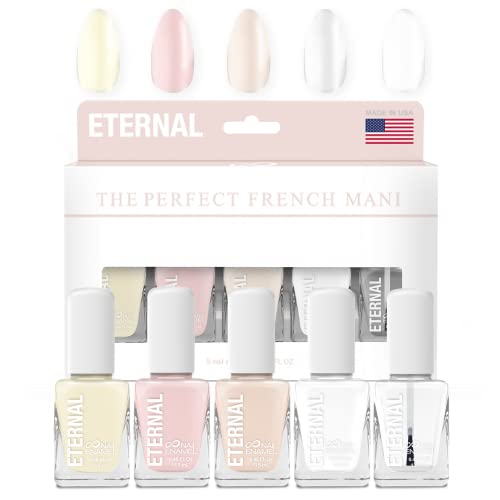 Eternal Nail Polish Set (ET VOILA) - 13.5ML 5 Piece Light Colors Kit with Quick Dry & Lasting Formula - Home DIY Manicure Pedicure Nail Art Design - Gift for Mothers & Women - Made in USA