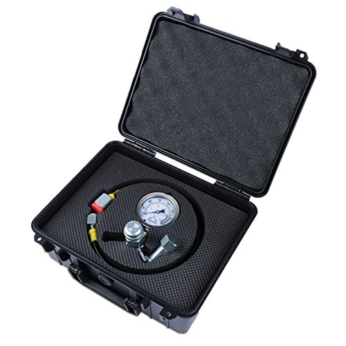 Sinocmp Hydraulic Nitrogen Accumulator Charging System And Pressure Test Kit Hydraulic Pressure Gauge Kit With 1Pc Gauge And 1Pc Gas Hose (158Cm), 2 Year Warranty #TOP1