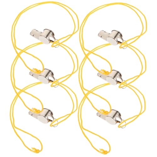 6 silbatos deportivos de acero inoxidable con cuerda colgante miniatura 1