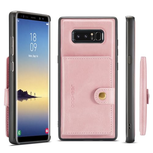 Étui pour Samsung Galaxy Note8 avec portefeuille détachable magnétique rose