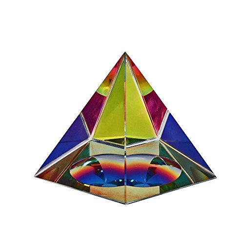 Amlong Crystal Iridescent Pyramid - Rainbow Colors 2.5 Inches Tall with Gift Box
