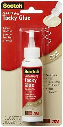 3M Commercial Office Supply Div. Products - Tacky Glue, Quick Drying, Dries Clear, Nontoxic, Acid-free, 2 oz - Sold as 1 PK - Scotch Quick-drying Tacky Glue offers an ideal way to bond papers, foam