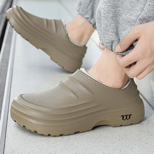 Mens Womens Lined Clogs Non Slip Work Shoes Classic Fur Lined Armadillo Clogs Warm Winter Fuzzy Slippers Comfortable Walking Garden Shoes3