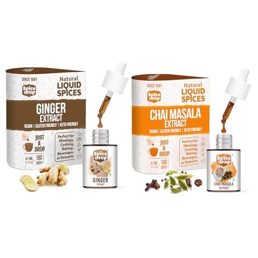 Spice Drop Chai Masala Spicy Tea Combo | Natural Extract of Ginger (Adrak), Tea Masala (Chai Masala)| For Food, Beverages, and Dessert | 0.17oz Per Bottle | 1 bottle equivalent to 180 drops each | Gluten Free | Vegan | Non-GMO | Pack Of 2