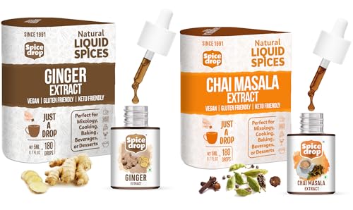 Image of Spice Drop Spicy Tea Combo ( Natural Extract of Ginger and Chai Masala ), 10ml, For Beverages and Dessert