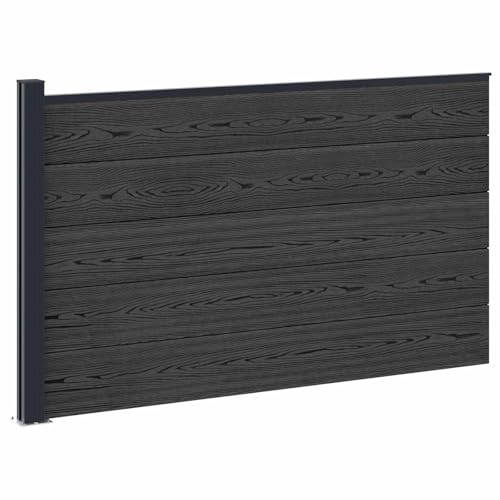 VidaXL Panel de Valla WPC y Aluminio Negro