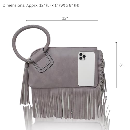 Image of NGIL Faux Leather Mini Wristlet Purse | Women's Handbag, Fashion Wristlet Wallet, Compact Everyday Purse with Fringe Tassel
