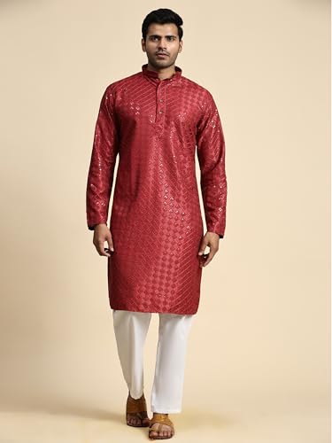 Image of Pro-Ethic Style Developer Mens Indian Traditional Cotton Kurta Sets, Men Kurta Set Indian Wedding Dress (A-117)