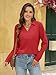 EasyGala Womens Cotton Long Sleeve Polo Shirts Business Casual V Neck Collared Tops Loose Fit Work Blouses Fall Outfits 2025 Red Large