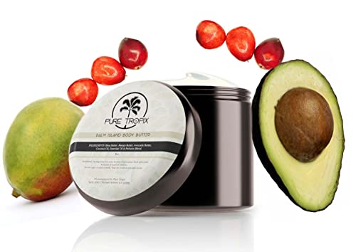 Pure Tropix Organic Palm Island Body Butter | Natural Moisturizer with Vitamin A, C & E | Face & Body Care | 8 oz (236 ml)