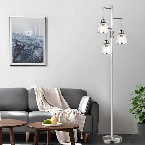Image of Clear Glass Bell Shade with Silver Trim - 1.65 inch Fitter Opening - Replacement for Chandeliers, Wall Sconces, Vanity & Ceiling Lights - Classic Home Lighting Decor, 4 Pack