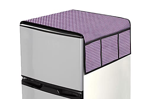 Image of Stylista Refridgerator top Cover Suitable for Samsung RR23C2F249U /HL, 215 Liter Fridge, Dimension (WXD) 71x109 CM, Pin Check Pattern Voilet