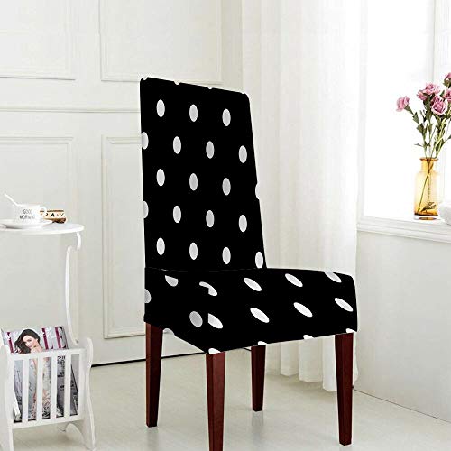 Aoyego Polka Dot Chair Covers Vintage Black White Spot Doodle Polka Dot Desk Protector Stretch Seat Slipcover For Kitchen Dining Room Restaurant #TOP2