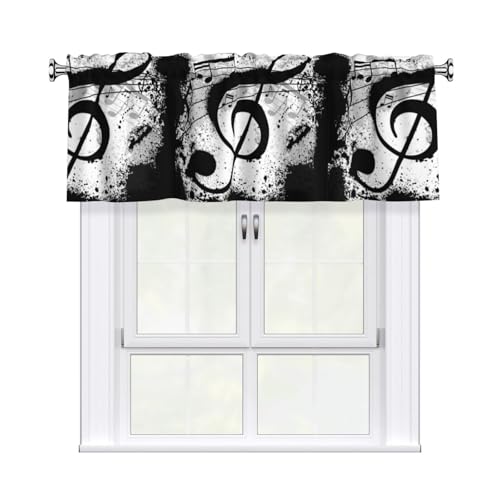 Poadnly Nota Musical,Cenefas para Cortinas de Ventana, Cenefa para Cortina de Sala de Estar de 54 x 18 Pulgadas