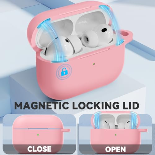 Image of Ljusmicker for AirPods Pro 3 Case 2025 with Cleaner Kit,Soft Silicone Protective Cover for Apple AirPods Pro 3rd Generation Cases for Women Men,for AirPod Pro 3 Cover with Keychain-Magnetic Pink