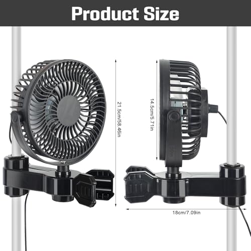 OUGPIU Grow Ventilator mit Clip,Ø14.5cm Leise Ventilator für Growzelt-Stangenmontage von 16-26mm,EC-Motor Wachstumsventilatoren mit 1.8m langem Kabel,3.5W Clip Fan Grow Tent,Einstellbare Luftmenge