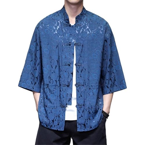 Costume style chinois homme senior fin de la chaleur avec cet ensemble léger respirant