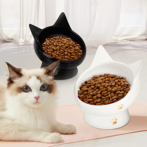 Lesotc CFB-WG Cat Bowl,Raised Cat Food Bowls Anti Vomiting,Handmade Elevated Cat Bowl,Ceramic Pet Food Bowl cover