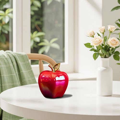 Estatua de Fruta Cerámica Manzana Roja para Decoración miniatura 5