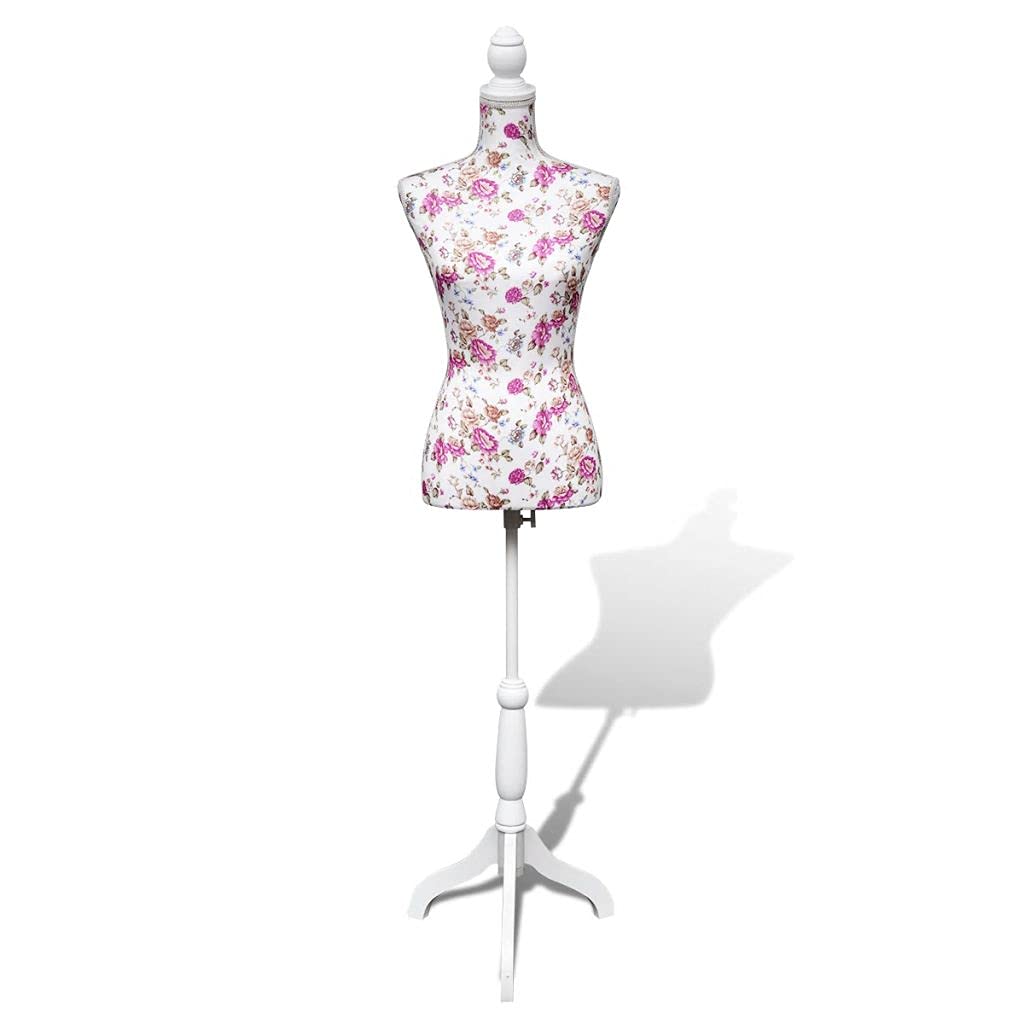 Tidyard Catherinol Buste de Couture Femme Coton Blanc Motifs à Rosiers Mannequin Féminin