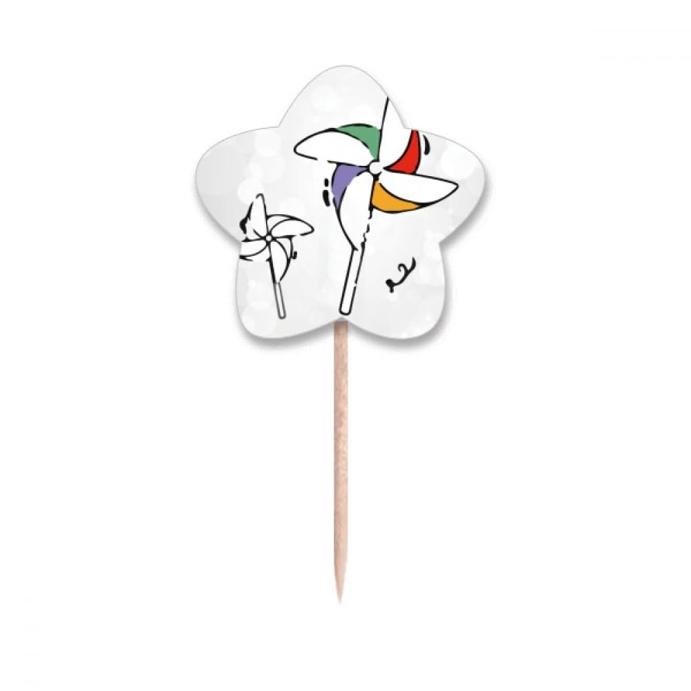 Drapeaux cure-dents motif illustration vent avec étiquette étoile graphique
