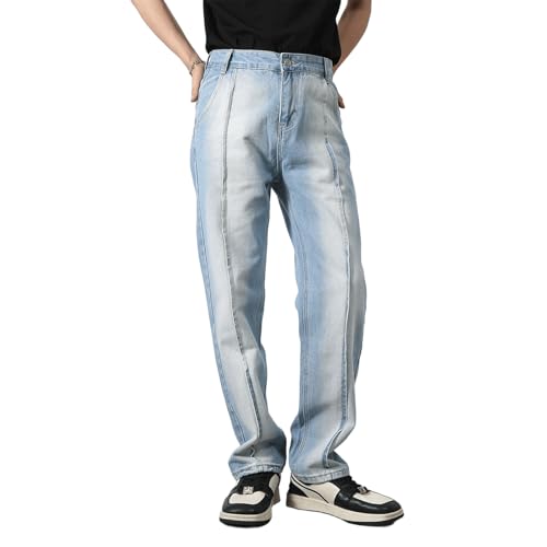 Y2K Baggy Jeans for Men Teen Boys Mid Rise Wide Leg Hip Hop Skater Jeans Casual Loose Boyfriend Denim Pants Streetwear