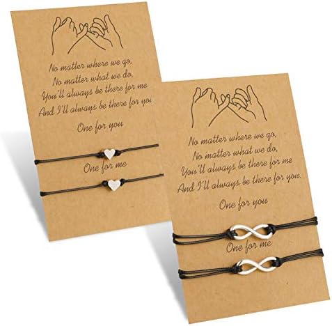 QINREN 2PCS Friendship Bracelets, Handmade Bracelets Promise Distance Matching Bracelets Boho Braided Rope Bracelets for Best Friends Couple Mom Daughter Women Mens Teen Girls
