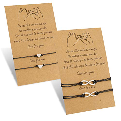 tao pipe 2 pulseras de la amistad hechas a mano Pinky promesa de cuerda de joyería cuerda para pequeños dedos promesa distancia Matching para hombre mujer pareja mejor amigas madre e hija