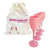 Plastic Champagne Flutes With Stem – Reusable Acrylic Wine Glasses Stemmed Set of 4 Party Drinking...