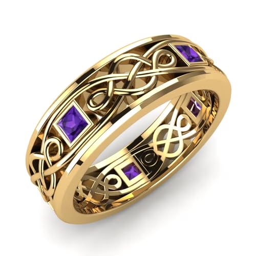 Celtic Knot Ring for Men Women 925 Sterling Silver/10K/14K/18K Solid Gold Personalized Emerald/Garnet/Sapphire/Moissanite Ring2